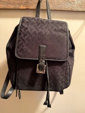 Talbots Black Men's Backpack with Buckle Drawstring Flap